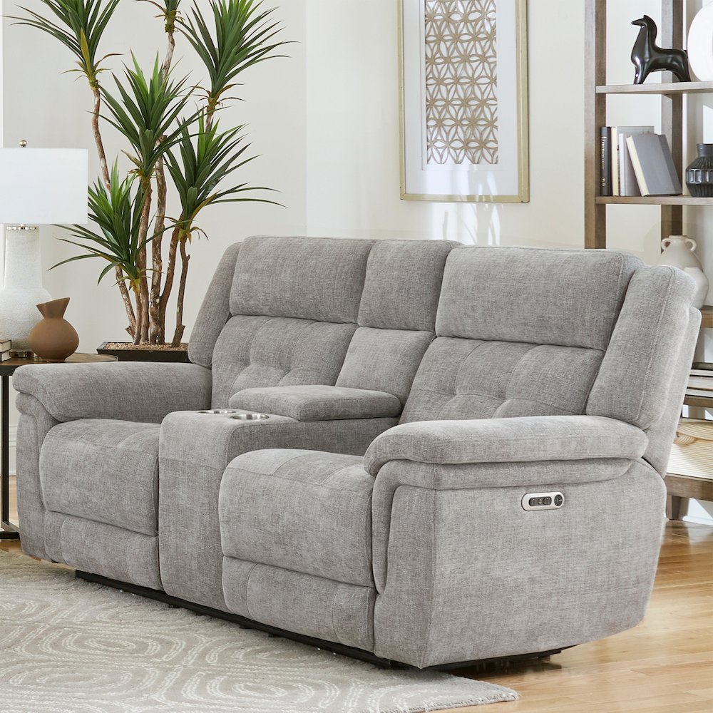Richland - Bristol Grey Power Reclining Console Loveseat. Picture 3