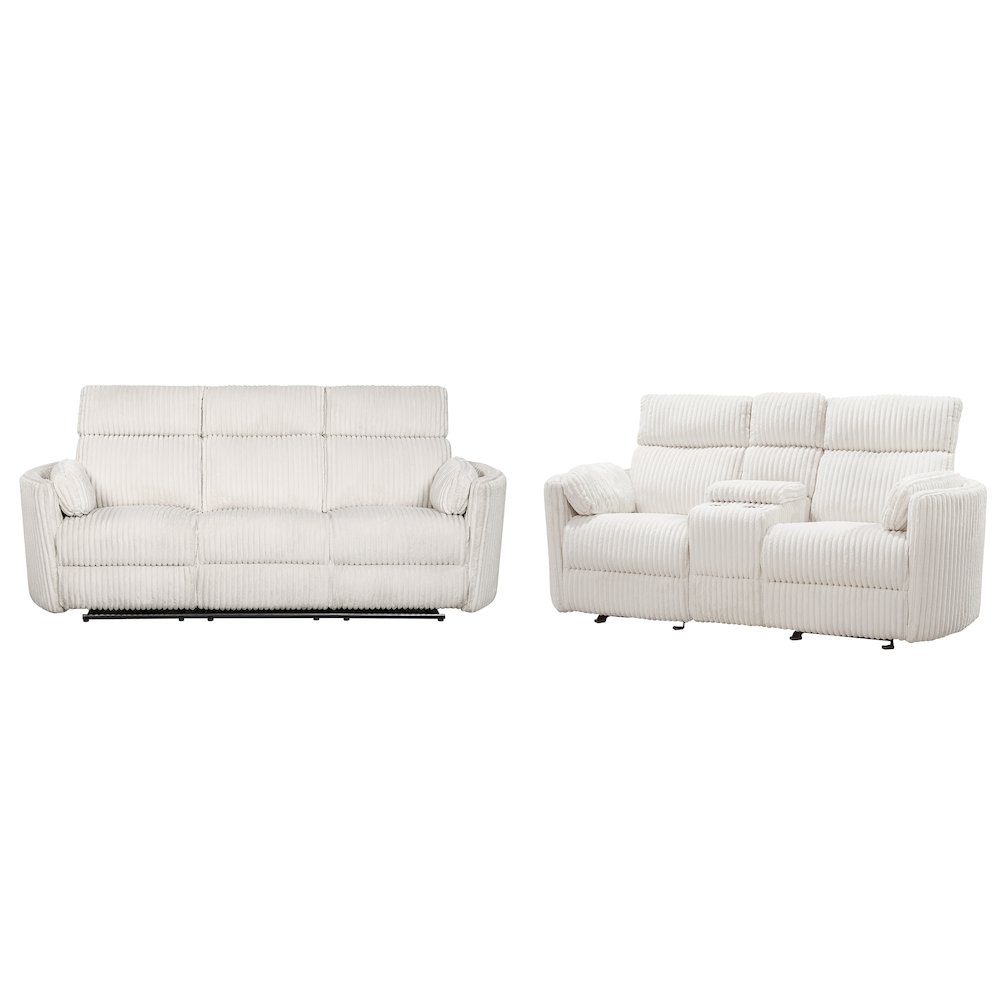 Radius - Mega Ivory Power Reclining Sofa and Loveseat. Picture 1