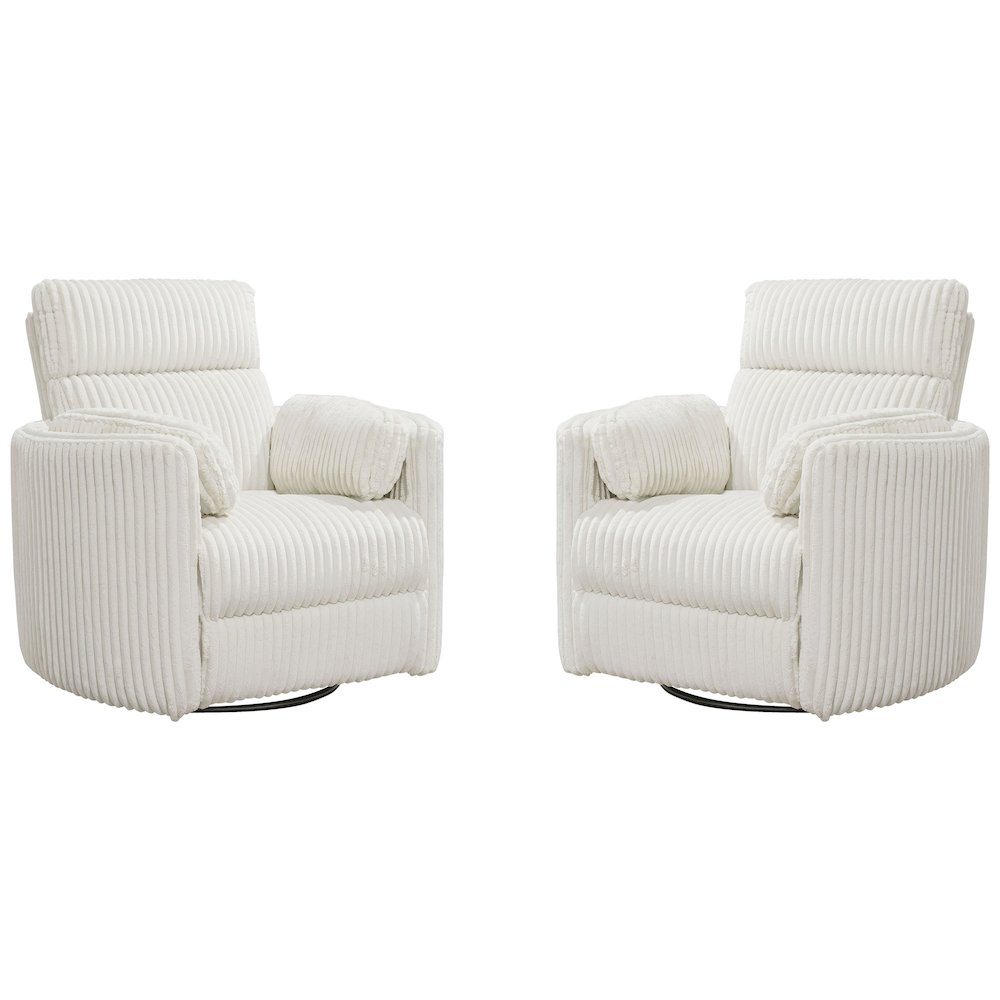 Radius - Mega Ivory Power Swivel Glider Recliner Two Pack. Picture 1