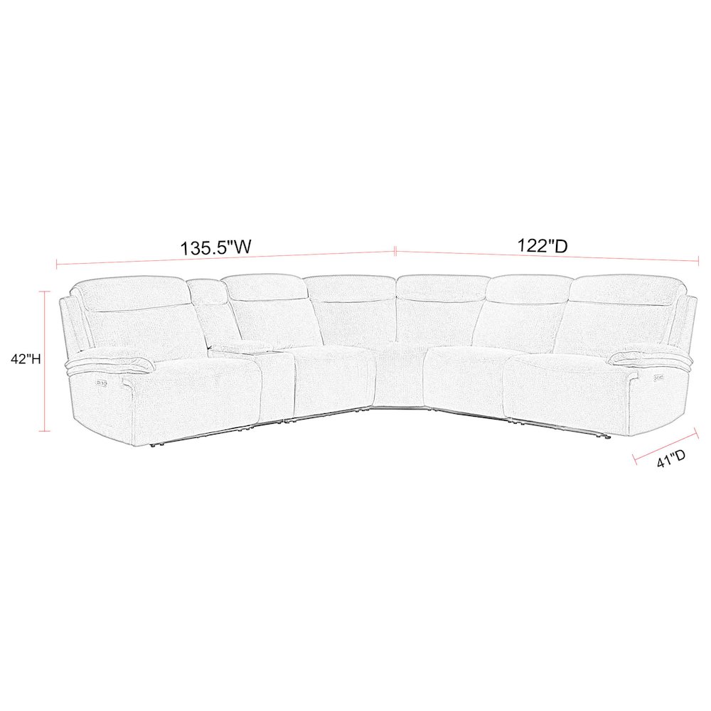 Alpine - Airy Midnight 6 Piece Zero Gravity Power Reclining Sectional. Picture 19