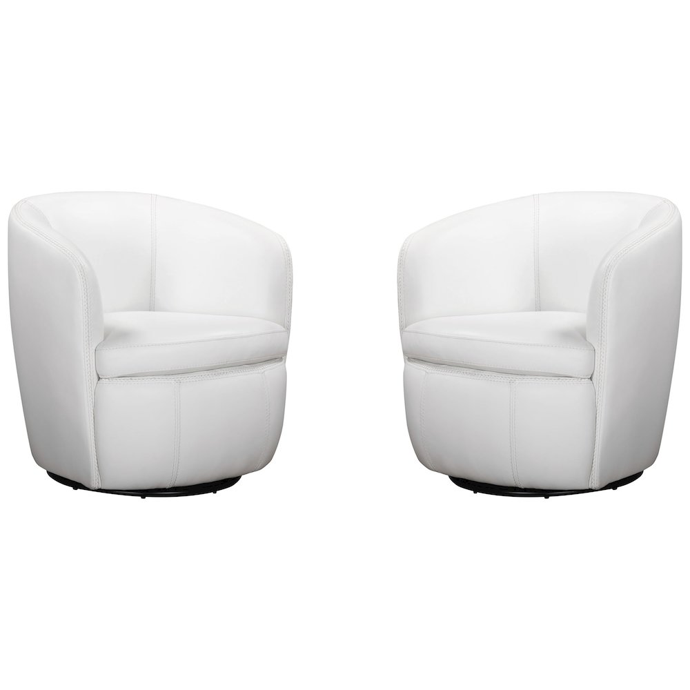 Barolo - Snow 100% Italian Leather Swivel Club Chair Two Pack. Picture 1