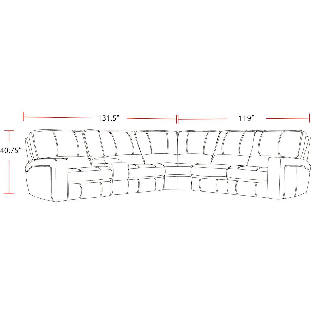 6 Piece Modular Power Reclining Sectional with Power Adjustable Headrests. Picture 5