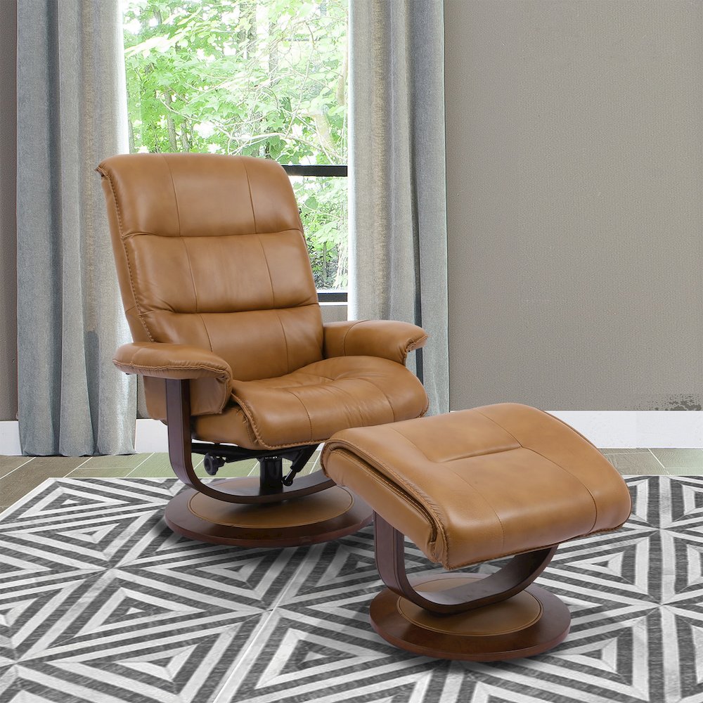 Knight - Butterscotch Manual Reclining Swivel Chair and Ottoman. Picture 4