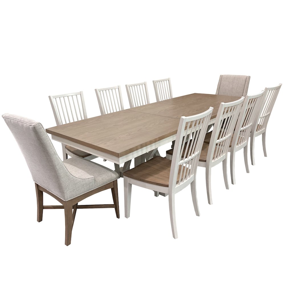 Modern Dining 88 In. Trestle Extendable Dining Table. Picture 4