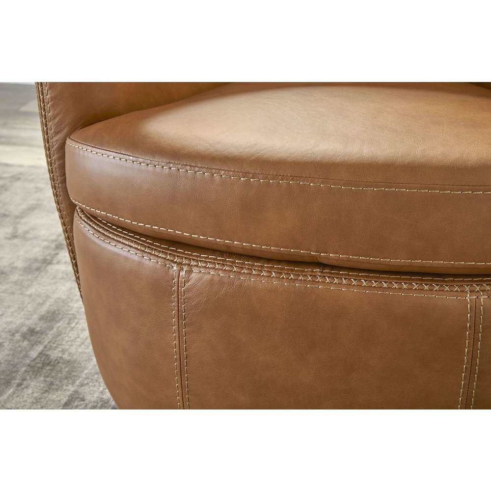 Barolo - Vintage Caramel 100% Italian Leather Swivel Club Chair Two Pack. Picture 9