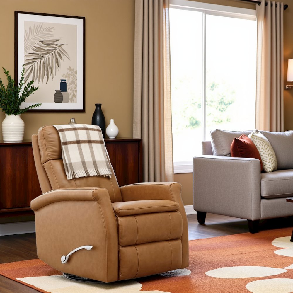 Beige Swivel Glider Recliner, Nursing Chair, Baby Glider Chair for Nursery. Picture 2