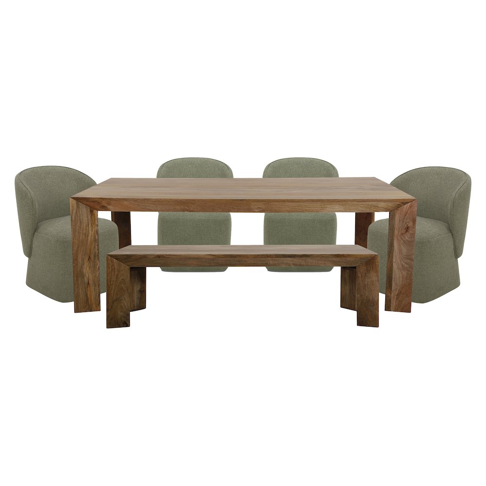 Downtown Dining 86 In. Rectangular Dining Table With 4 Upholstered Chairs. Picture 1