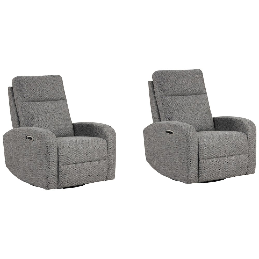 Thriller - Natural Beauty Grey Power Swivel Glider Recliner Two Pack. Picture 1