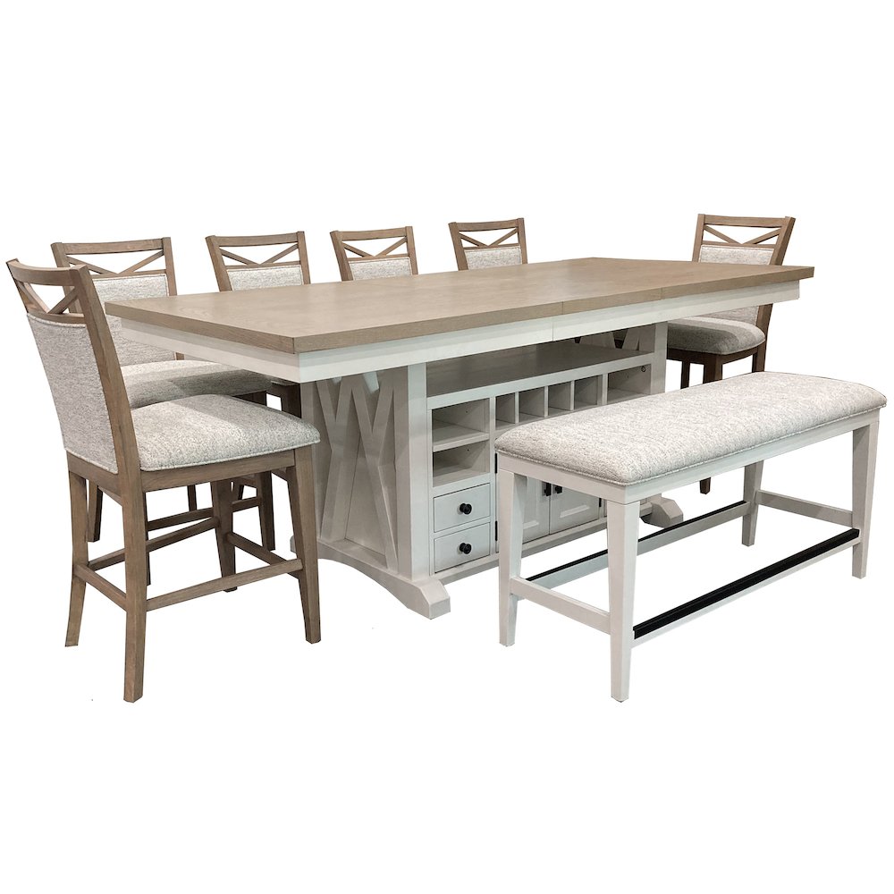 Modern Dining 72 In. Island Counter-Height Extendable Dining Table. Picture 7