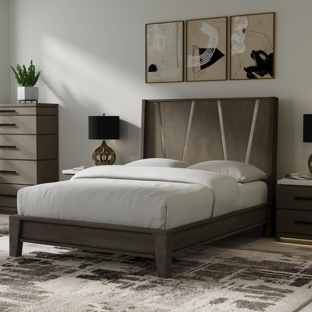 Pure Modern Bedroom Queen Panel Bed. Picture 9