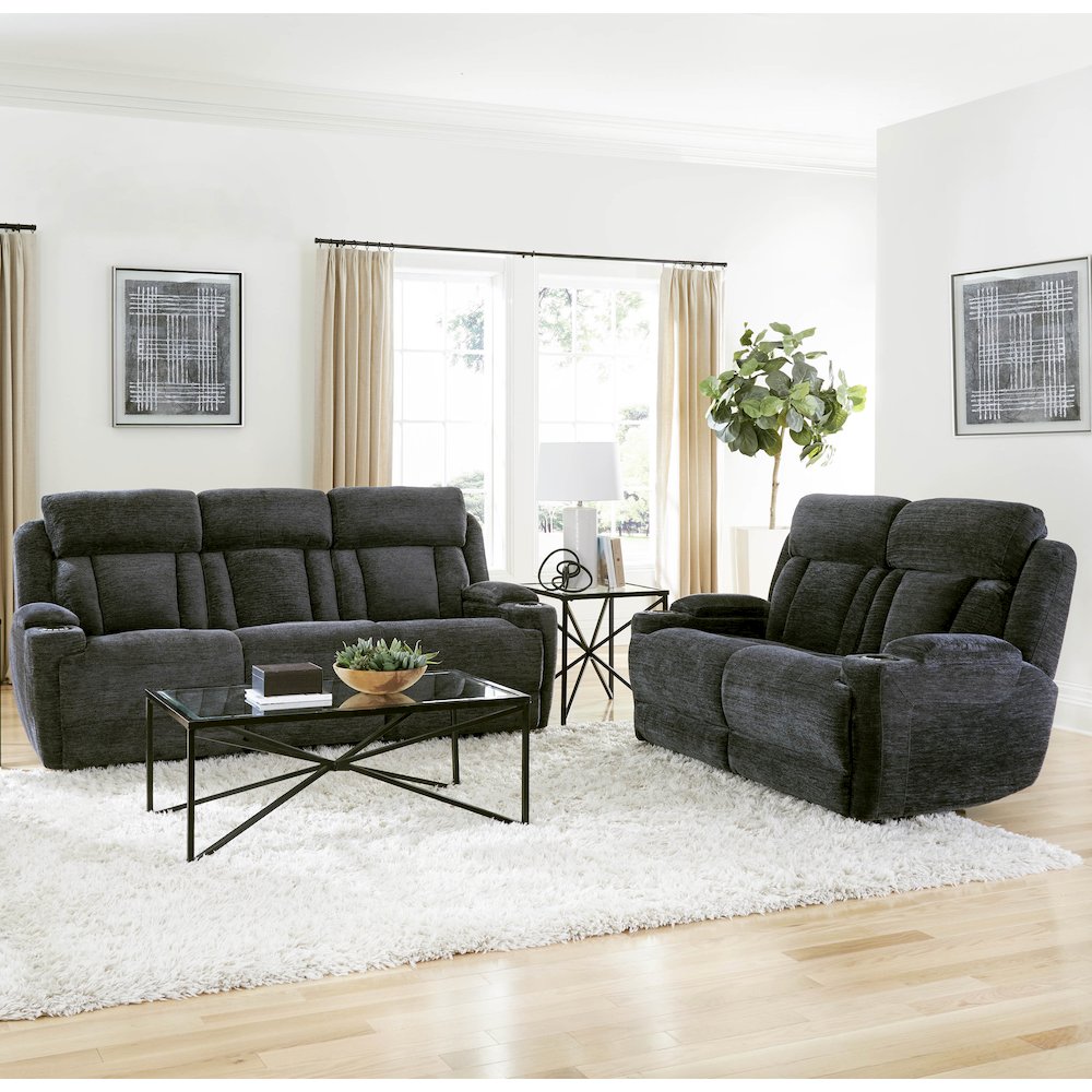 Dalton - Lucky Charcoal Power Reclining Loveseat. Picture 4
