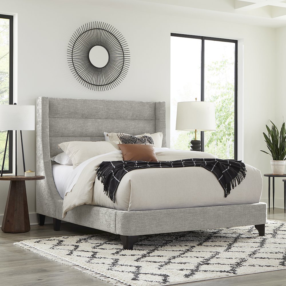 Jacob - Luxe Light Grey Queen Bed. Picture 2