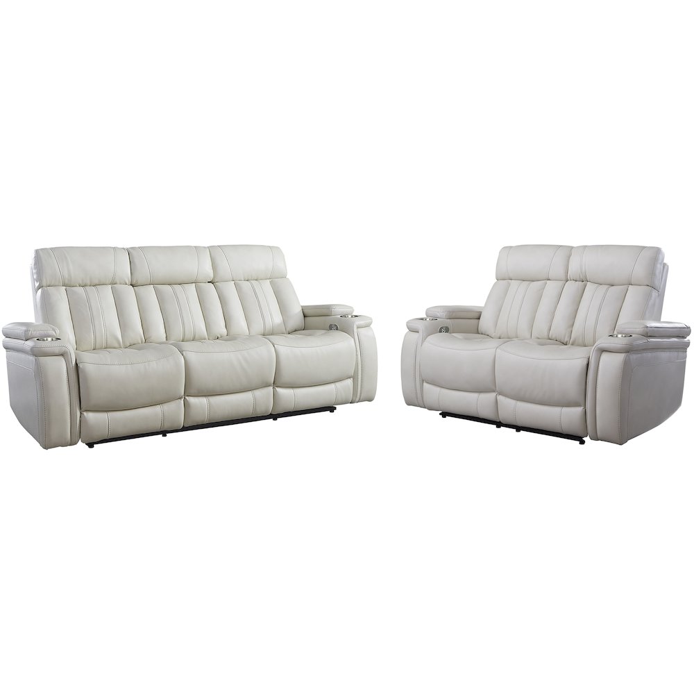 Royce - Fantom Ivory Power Reclining Sofa and Loveseat. Picture 1