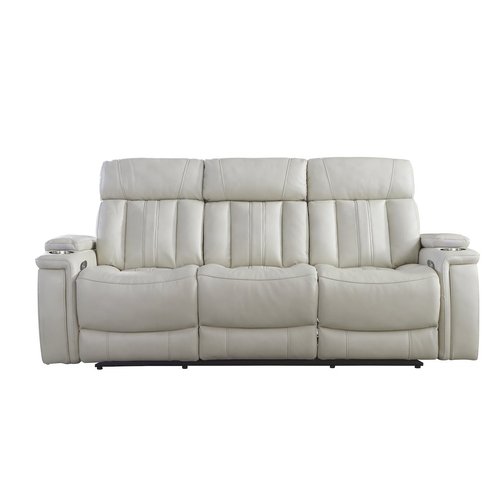 Royce - Fantom Ivory Power Reclining Sofa with Drop Down Console. Picture 2