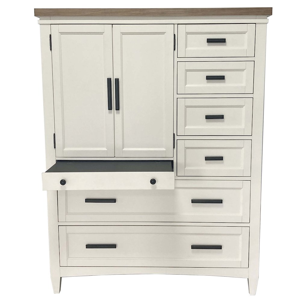 Modern Bedroom 7 Drawer Door Chest with Workstation. Picture 7