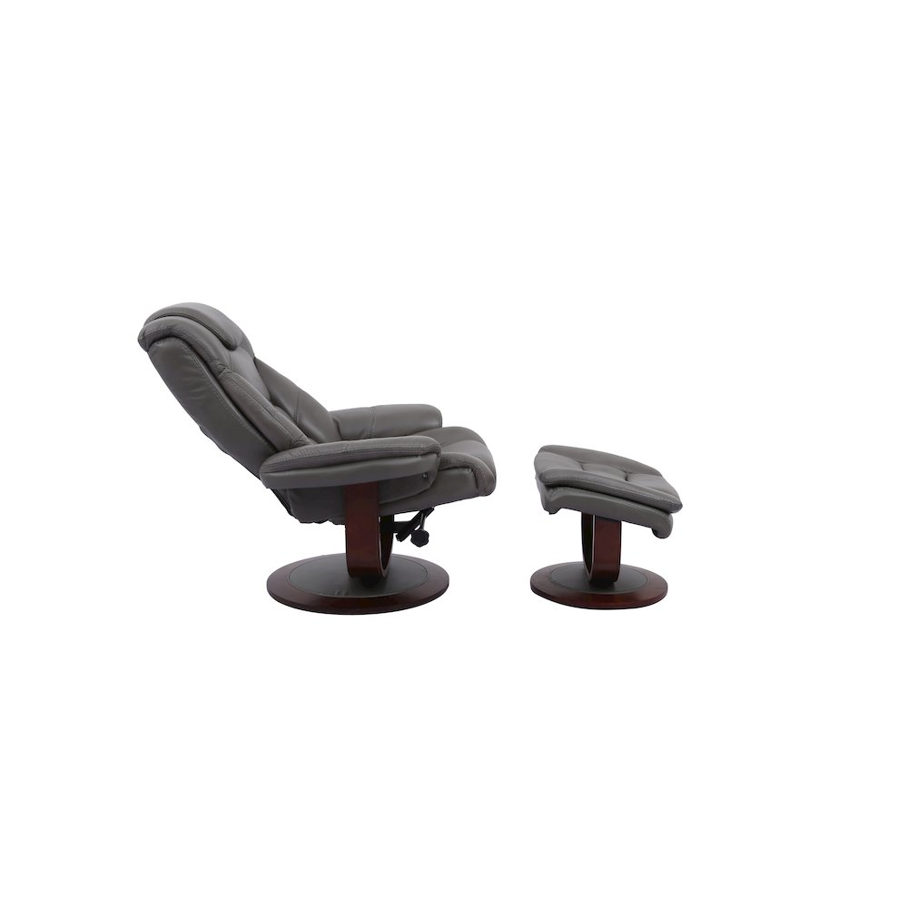 Monarch - Ice Manual Reclining Swivel Chair and Ottoman. Picture 4