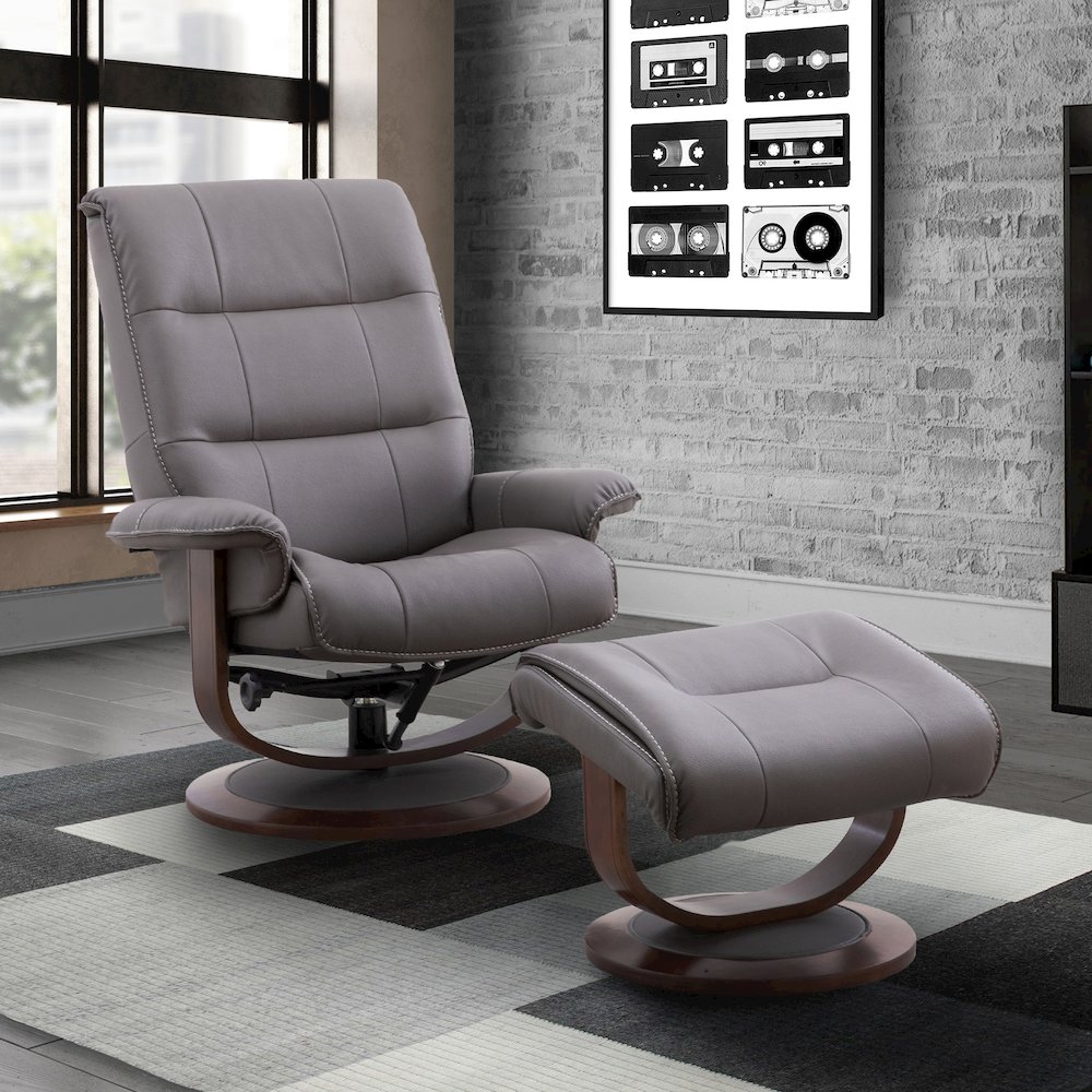 Knight - Haze Manual Reclining Swivel Chair and Ottoman. Picture 3