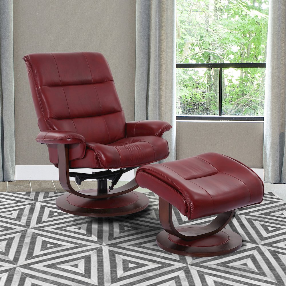 Knight - Rouge Manual Reclining Swivel Chair and Ottoman. Picture 4