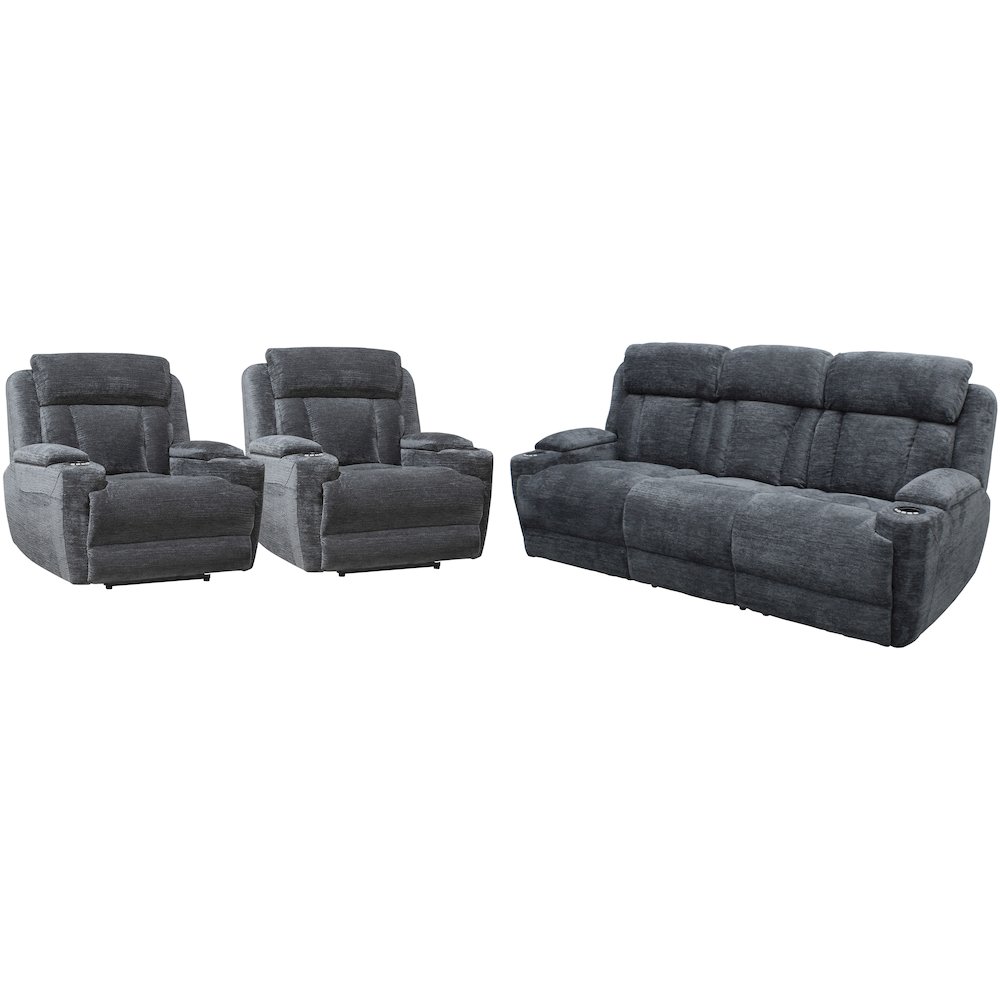Dalton - Lucky Charcoal Power Reclining Sofa and Two Recliners. Picture 1