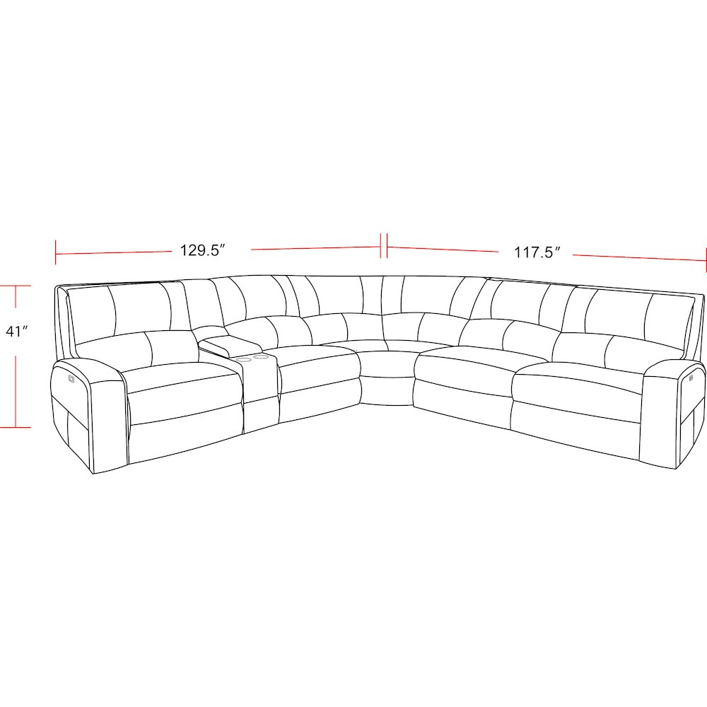 6 Piece Modular Power Reclining Sectional with Power Adjustable Headrests. Picture 6