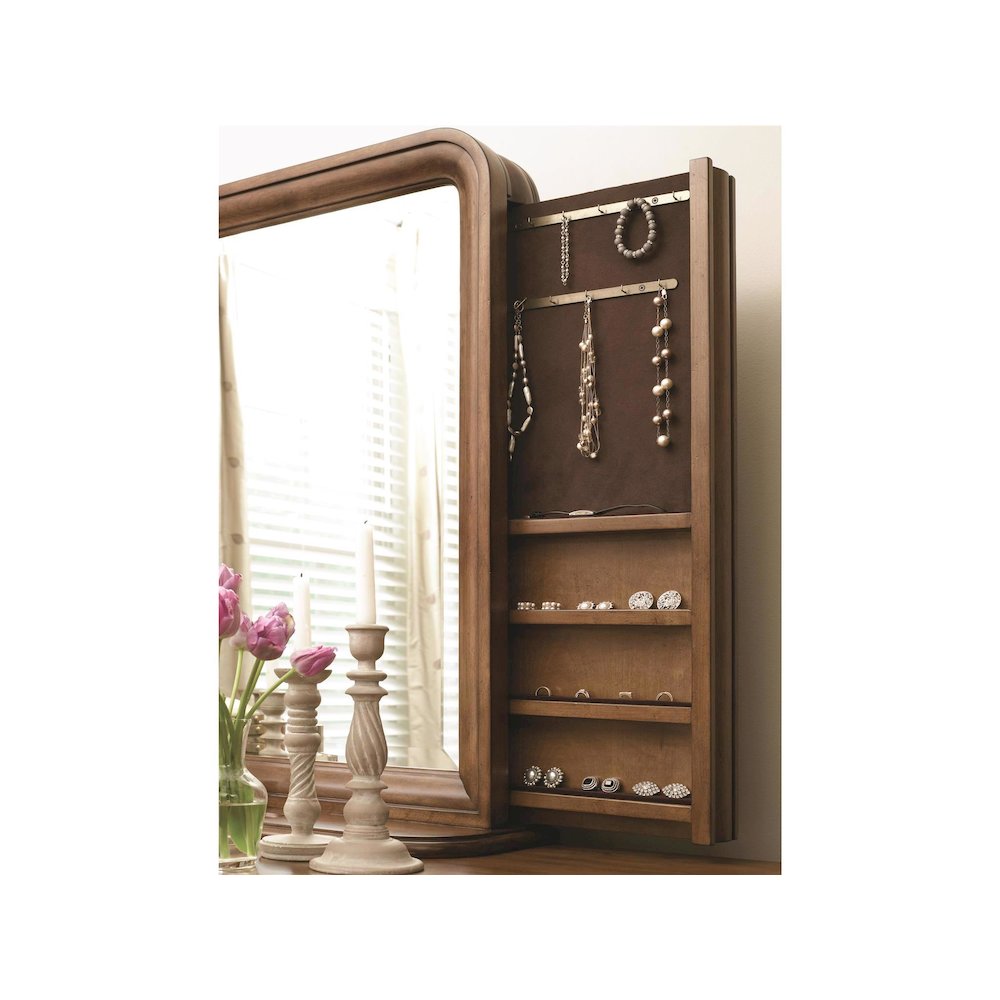 Vertical Storage Mirror In Cognac Color. Picture 3