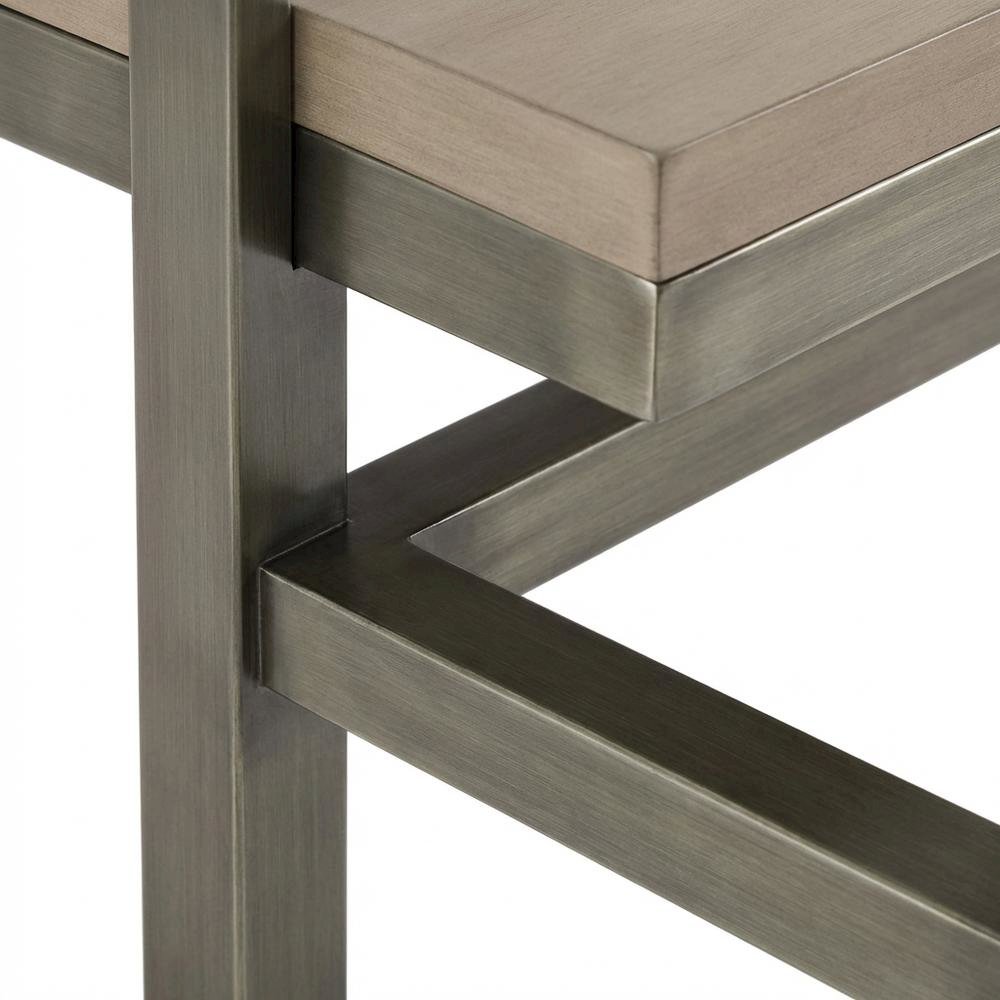 Gray Console Table with 3 Stools and Metal Frame for Living Room Use. Picture 6