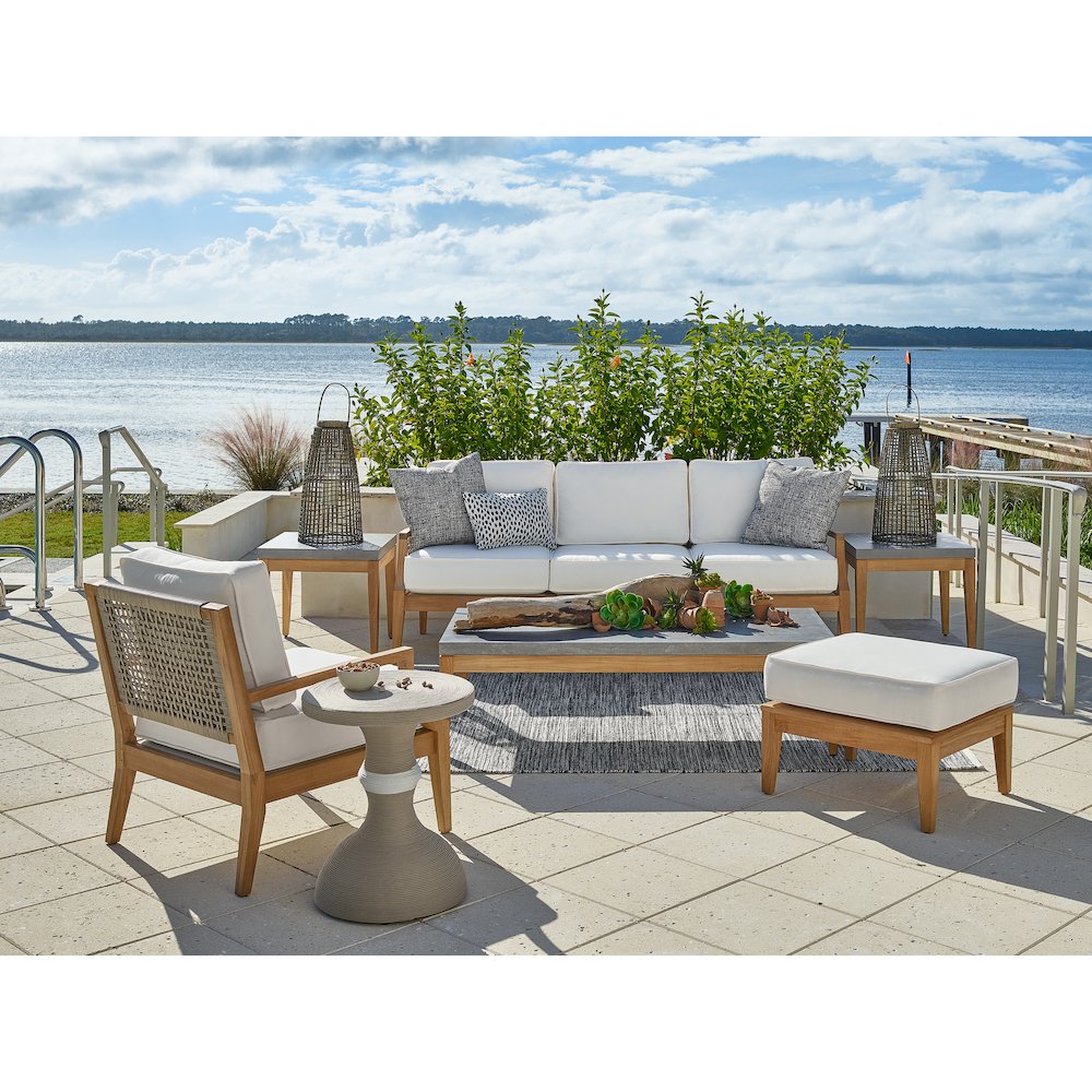 Chesapeake Ottoman In Grade A Natural Teak Color. Picture 4