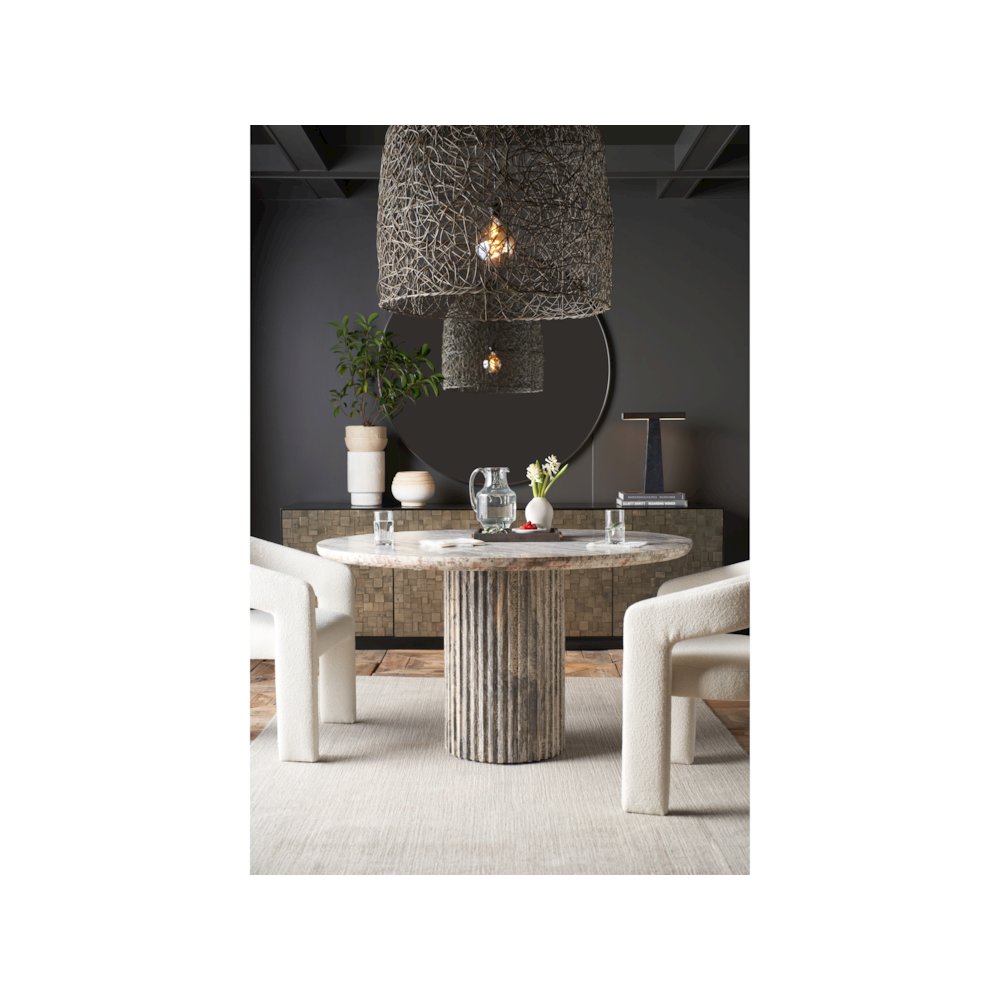 Meadow Dining Table In White Travertine Color. Picture 3