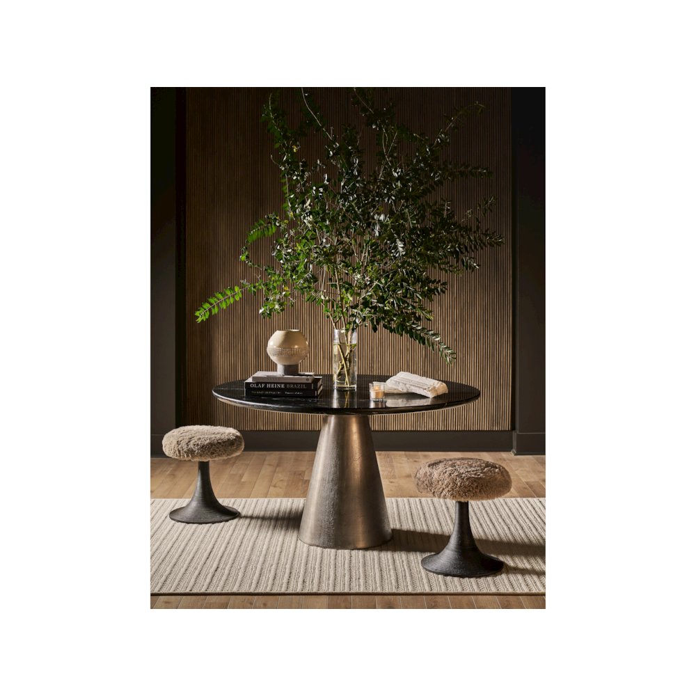 Slate Dining Table In Black Merino/Antique Silver Color. Picture 3