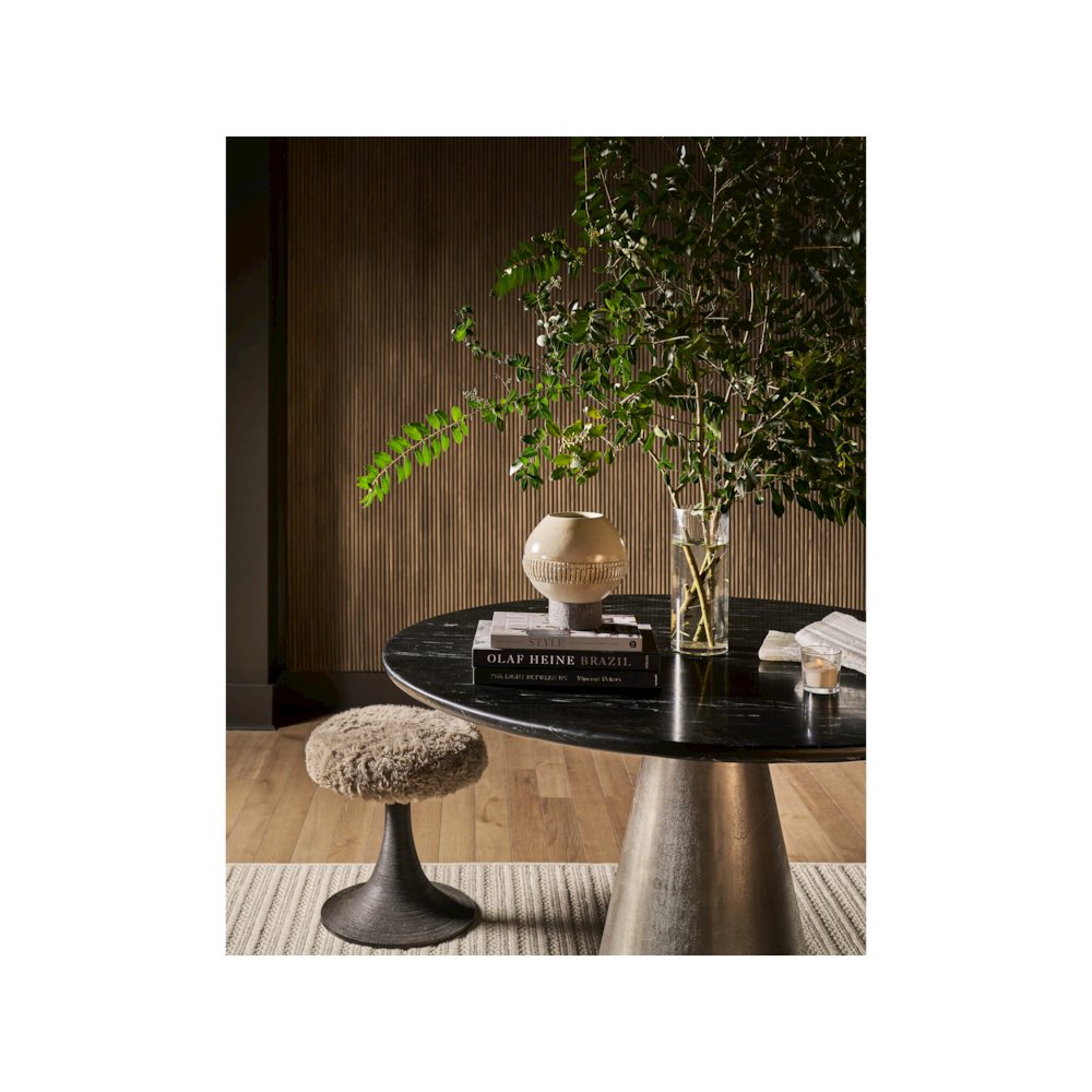 Slate Dining Table In Black Merino/Antique Silver Color. Picture 4