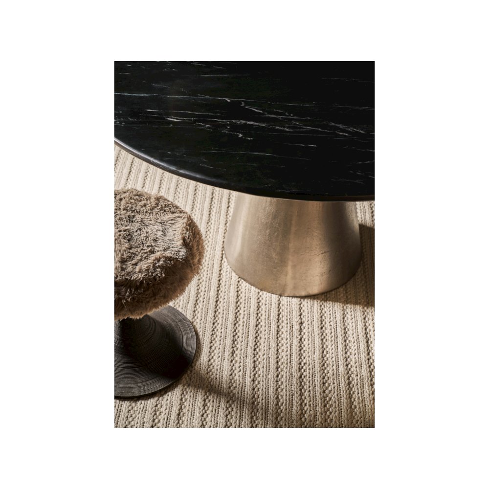 Slate Dining Table In Black Merino/Antique Silver Color. Picture 5