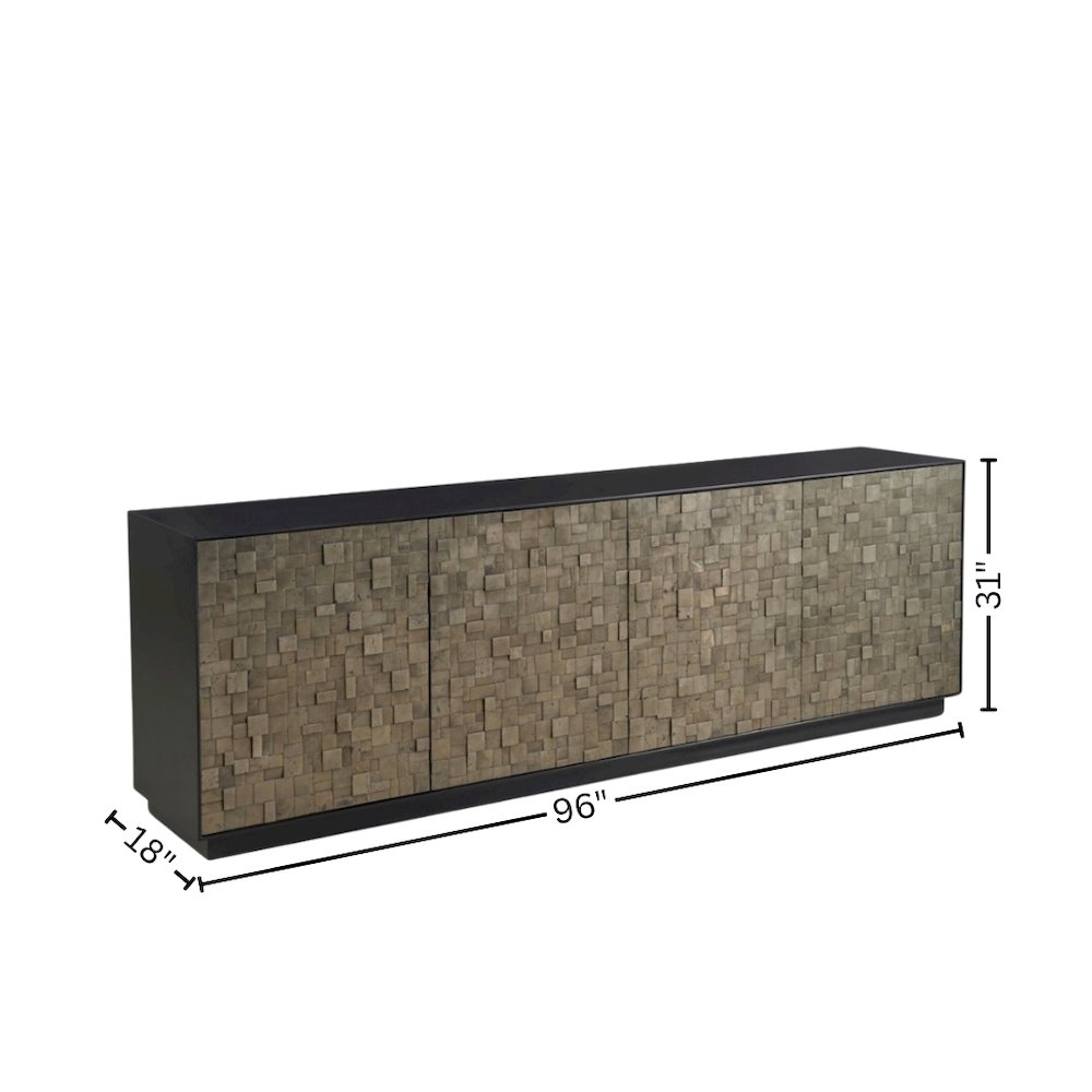 Matte Black and Pyrite Buffet Cabinet With Doors and Shelves. Picture 8