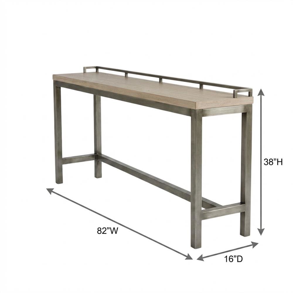 Gray Console Table with 3 Stools and Metal Frame for Living Room Use. Picture 7