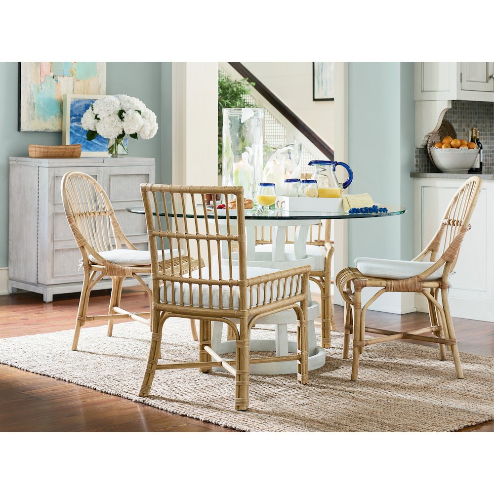 Round Glass Table 44" In Sandbar Color. Picture 4