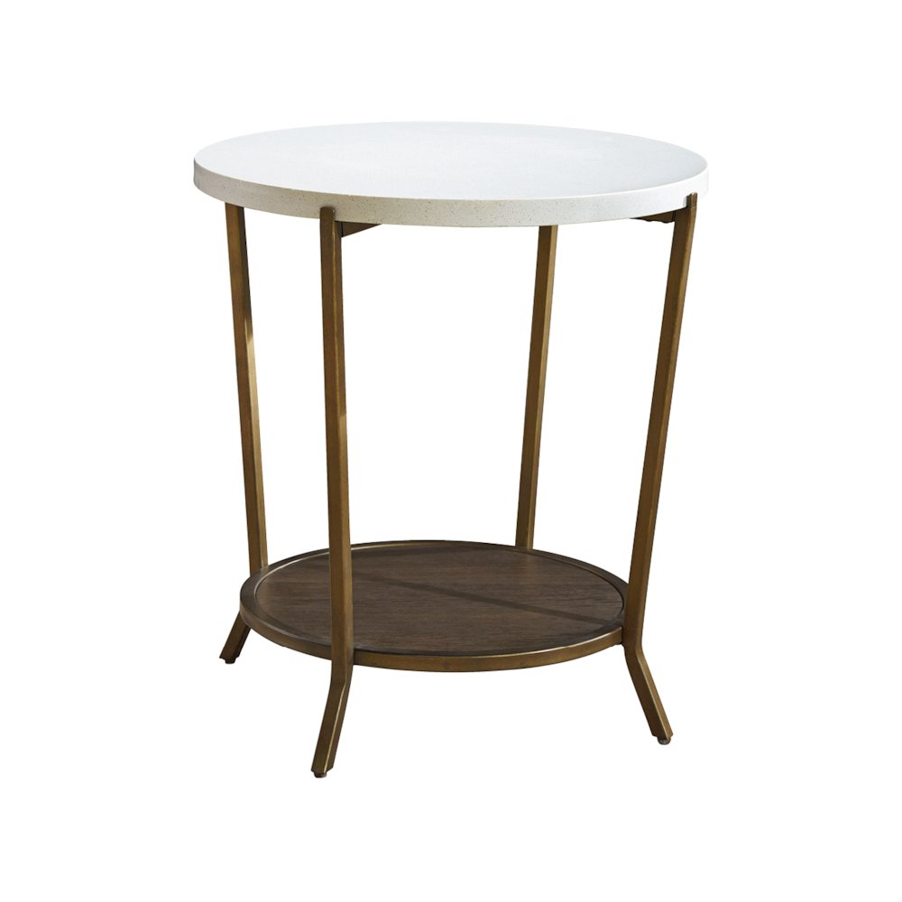 Round End Table In Brown Eyed Girl Color. Picture 1