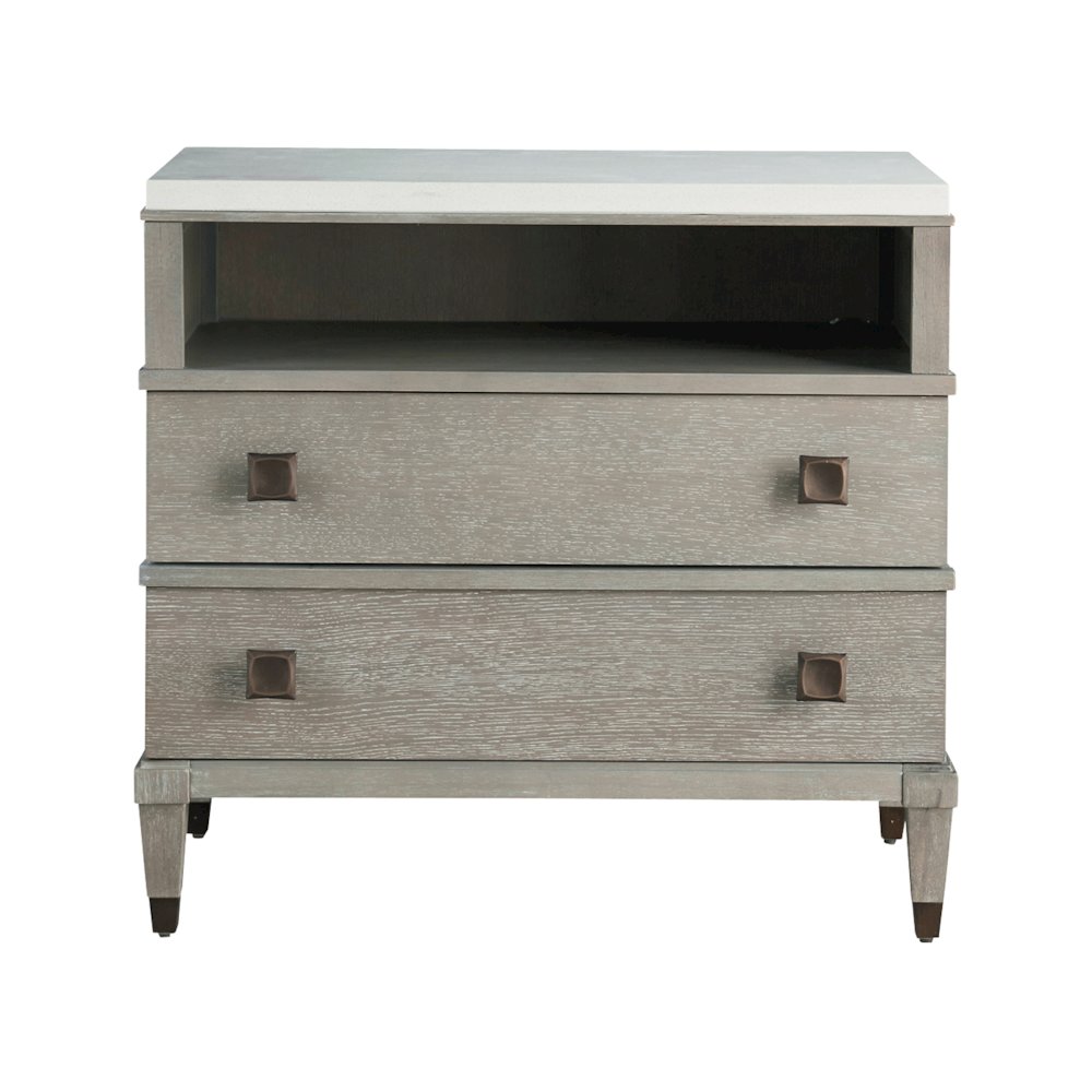 Two Drawer Nightstand In Smoke On The Water Color. Picture 1