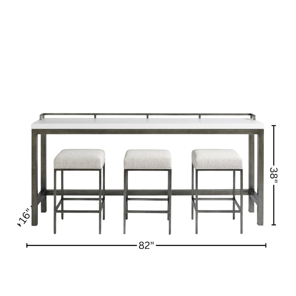 White Console Table with Stools for Bar Seating and Living Room Use. Picture 4