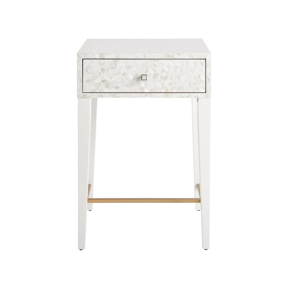Love Joy Bliss Bedside Table In White Lacquer Color. Picture 1