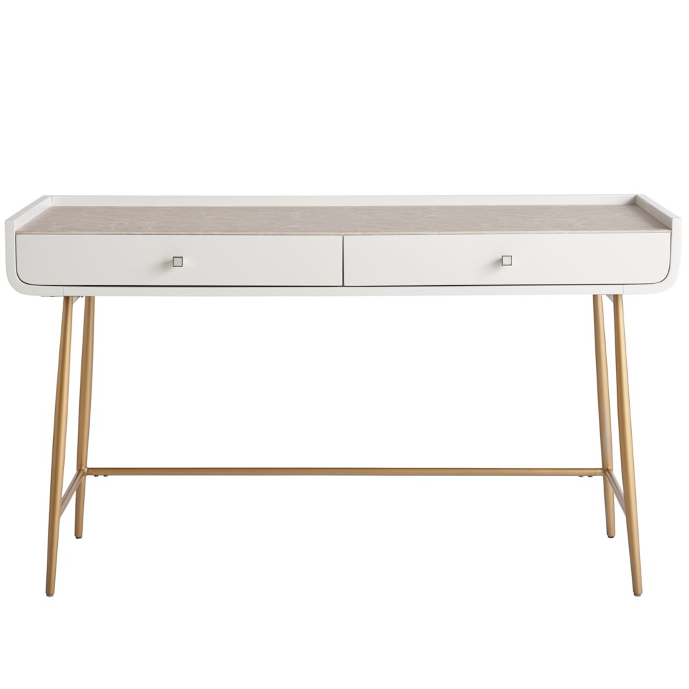 Allure Vanity Desk In White Lacquer Color. Picture 1