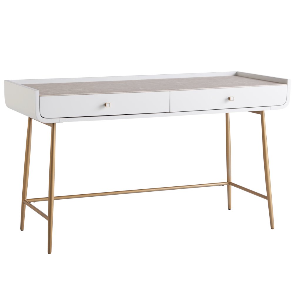 Allure Vanity Desk In White Lacquer Color. Picture 2