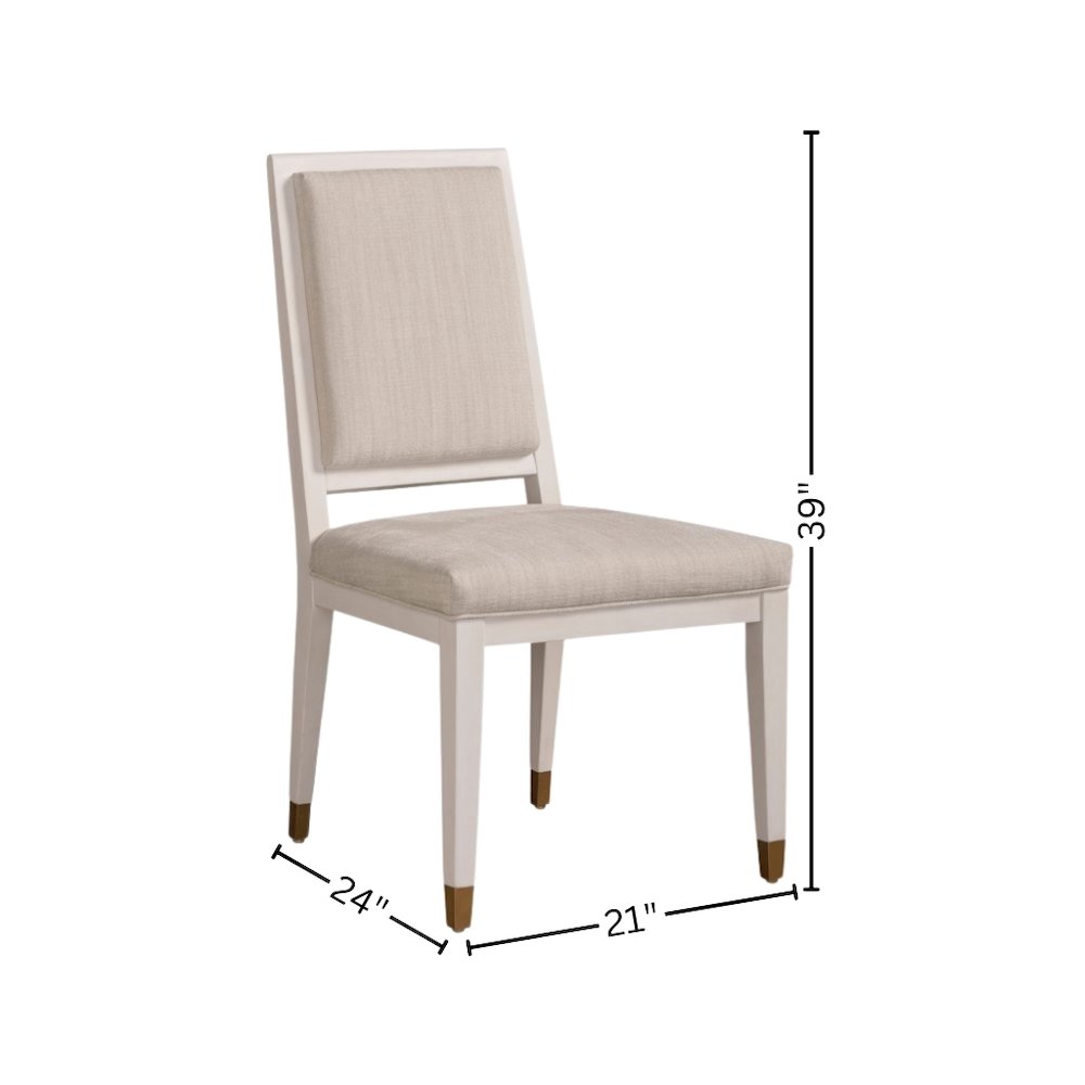 Set of 2 White Upholstered Dining Chairs with Alabaster Wood Frame. Picture 6