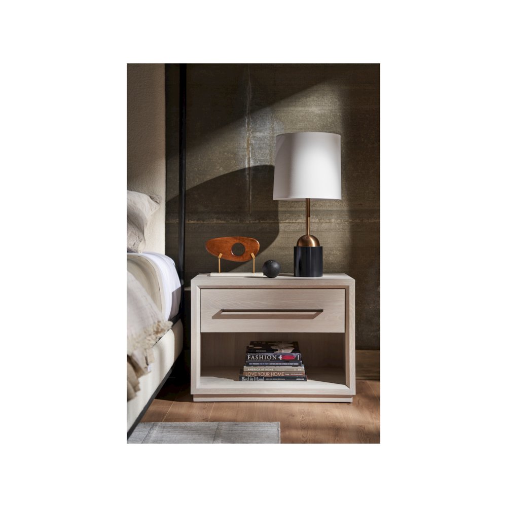 Astrid Drawer Nightstand In White Oak Color. Picture 4
