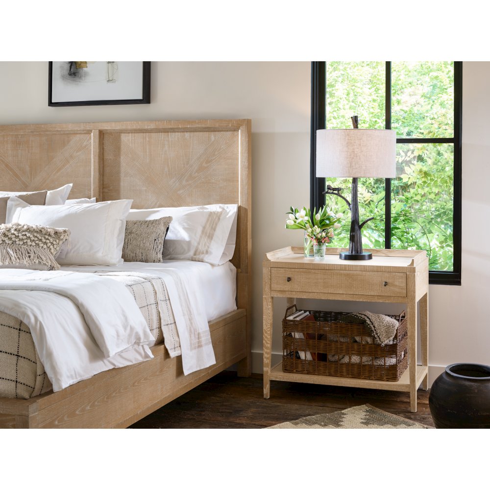 Ames Bed Complete Queen In Rustic Natural Oak Color. Picture 5