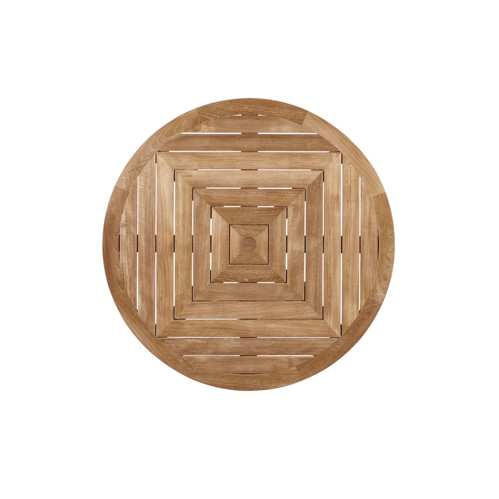 Chesapeake Round Dining Table In Grade A Natural Teak Color. Picture 2