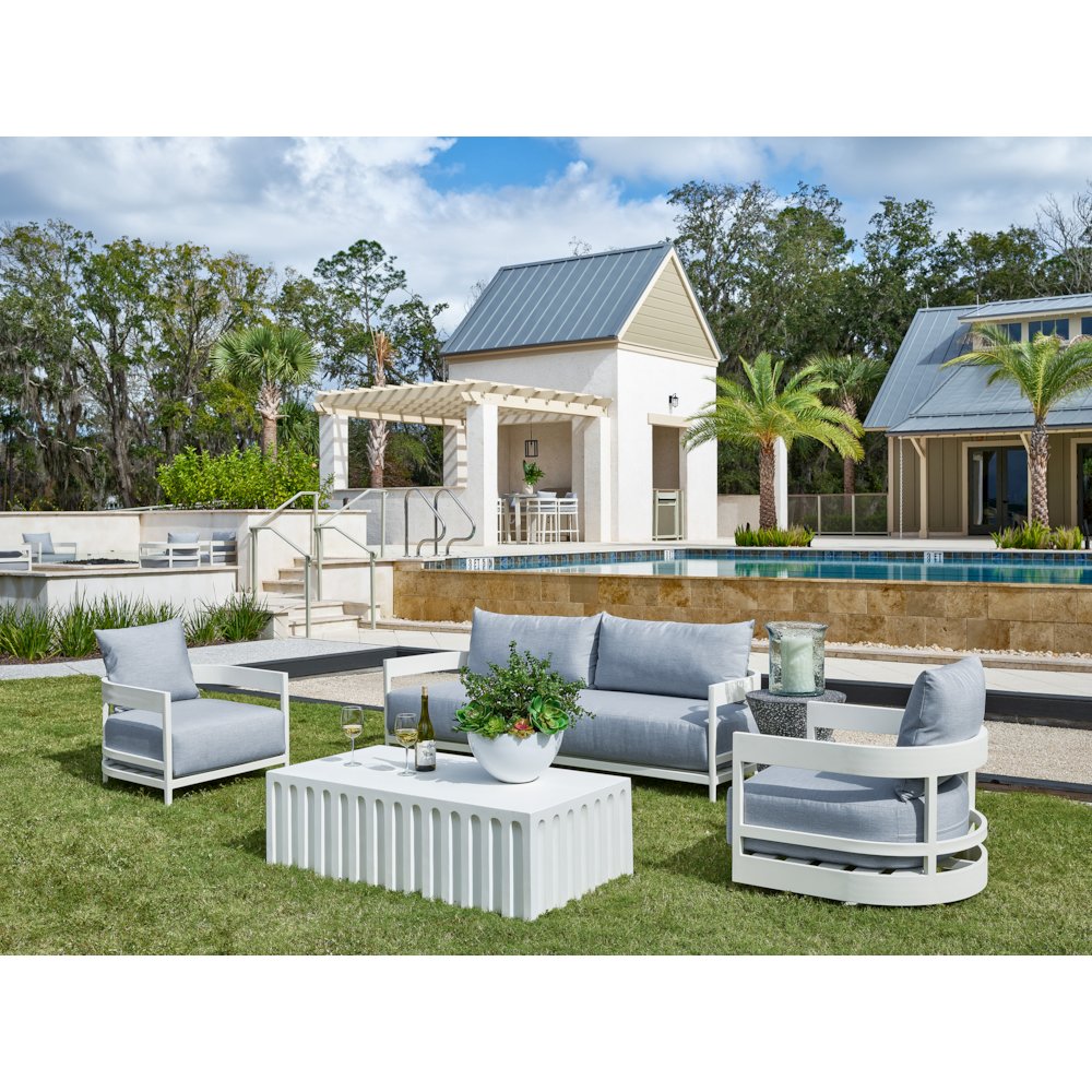 Edisto Cocktail Table In Abaco White Color. Picture 5
