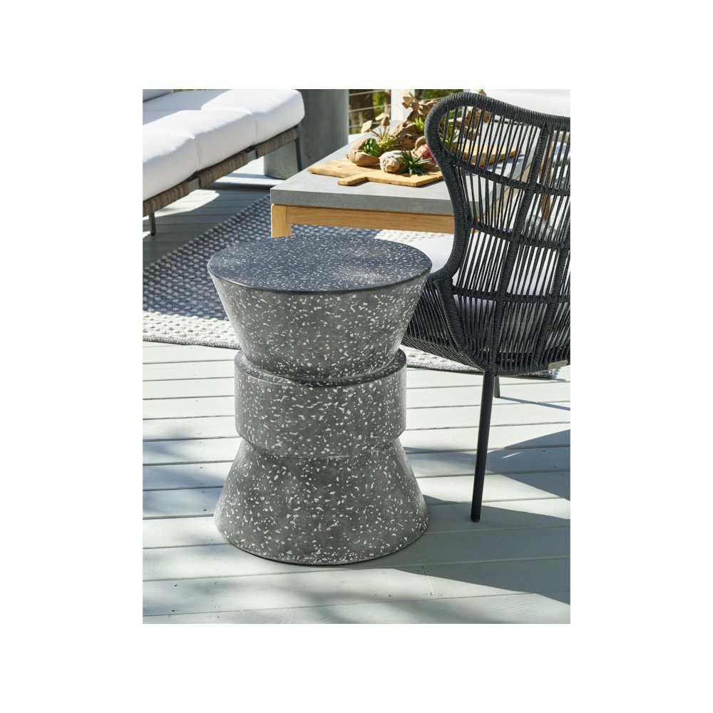 Stinson Accent Table In Speckled Gray Color. Picture 3