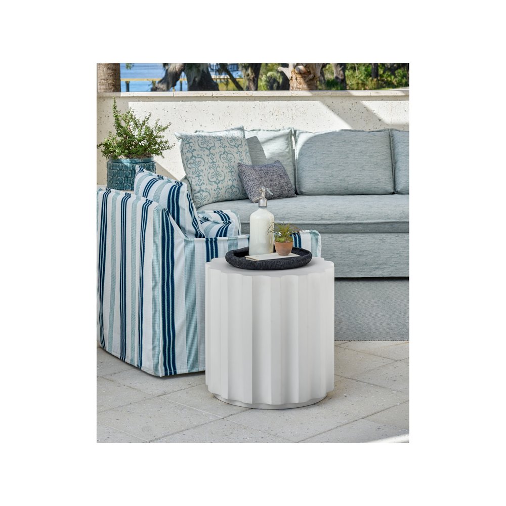 Edisto Side Table In Abaco White Color. Picture 3