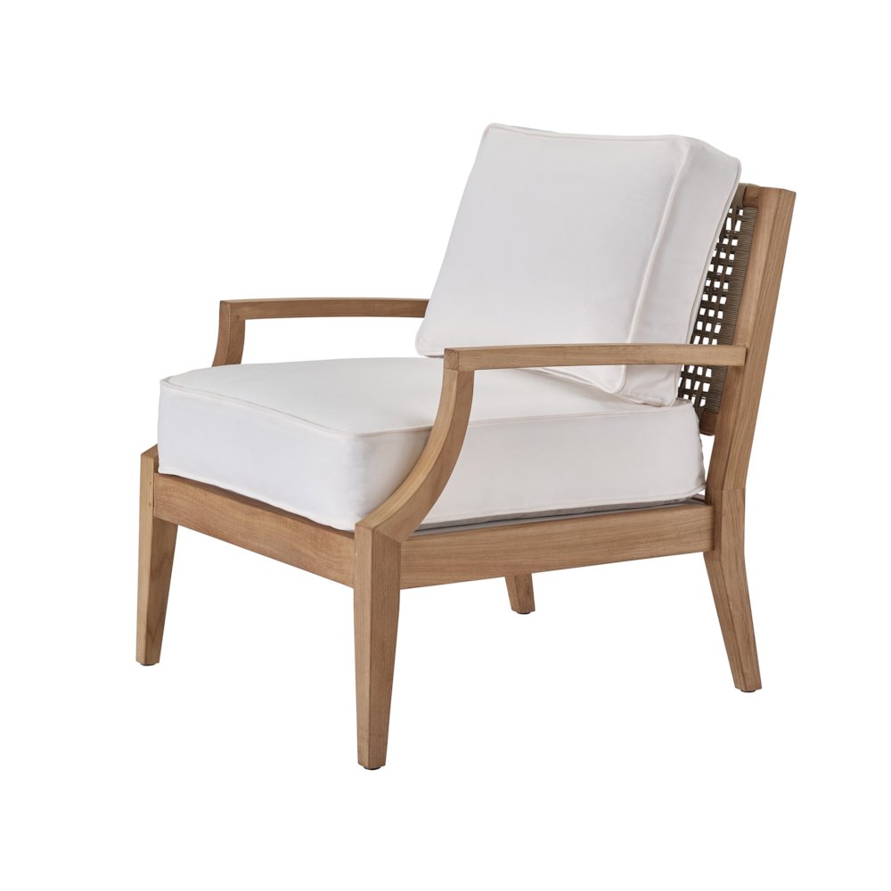 Chesapeake Lounge Chair In Beige Wicker/Grade A Natural Teak Color. Picture 2