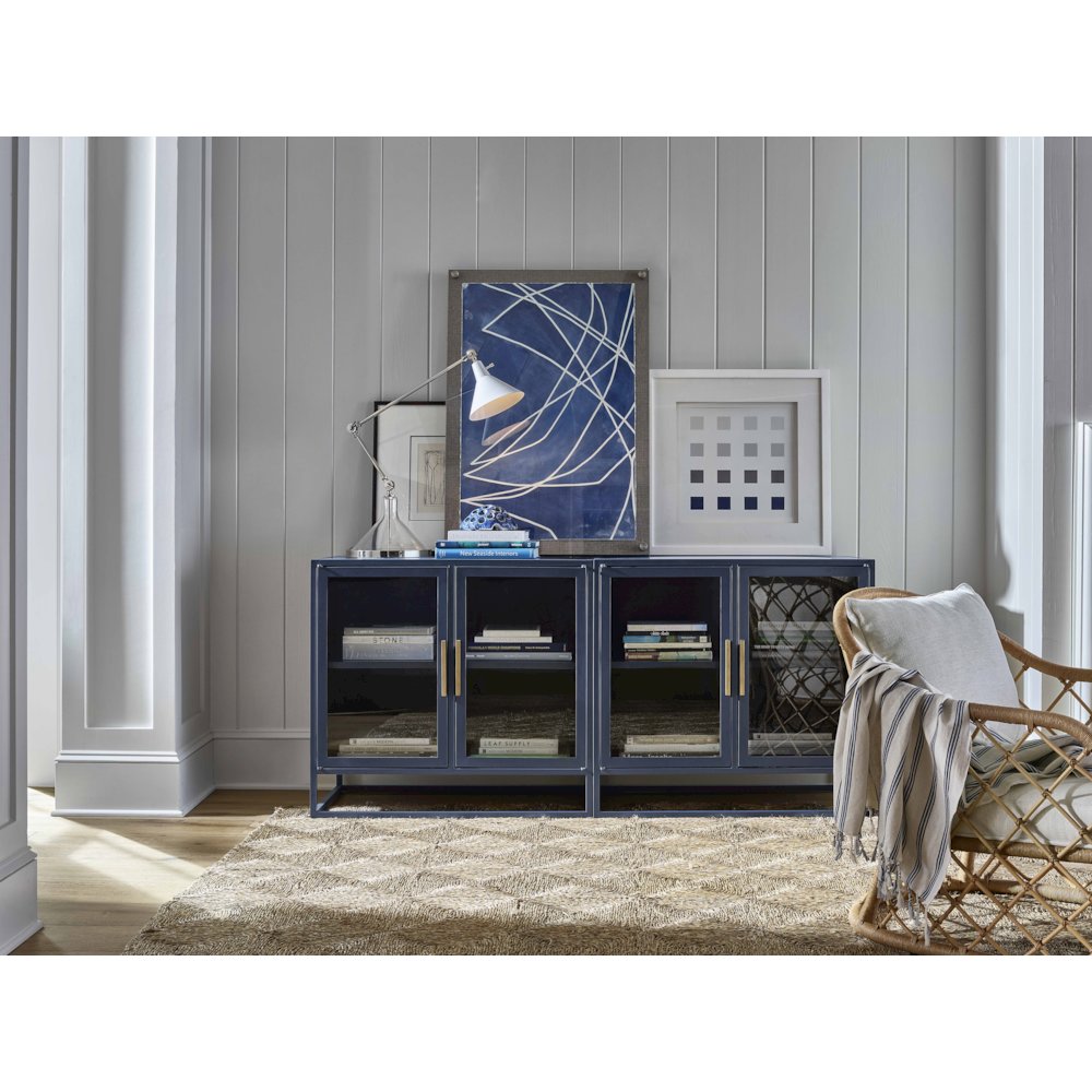 Santorini Metal Kitchen Cabinet In Cerulean Blue Color. Picture 3