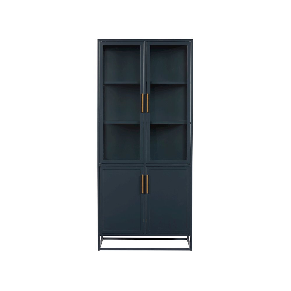 Santorini Tall Metal Kitchen Cabinet In Cerulean Blue Color. Picture 1
